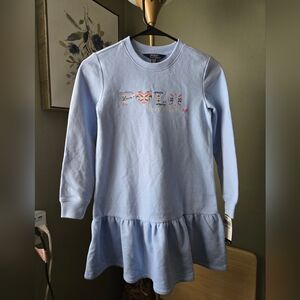Polo by Ralph Lauren Girls Isle Logo Fleece Dress Light Blue Sz M(8-10)